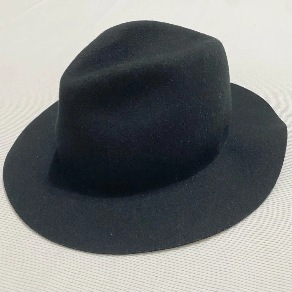 Anthropologie Amelia Fedora Black Wool Felt Hat - Picture 2 of 5
